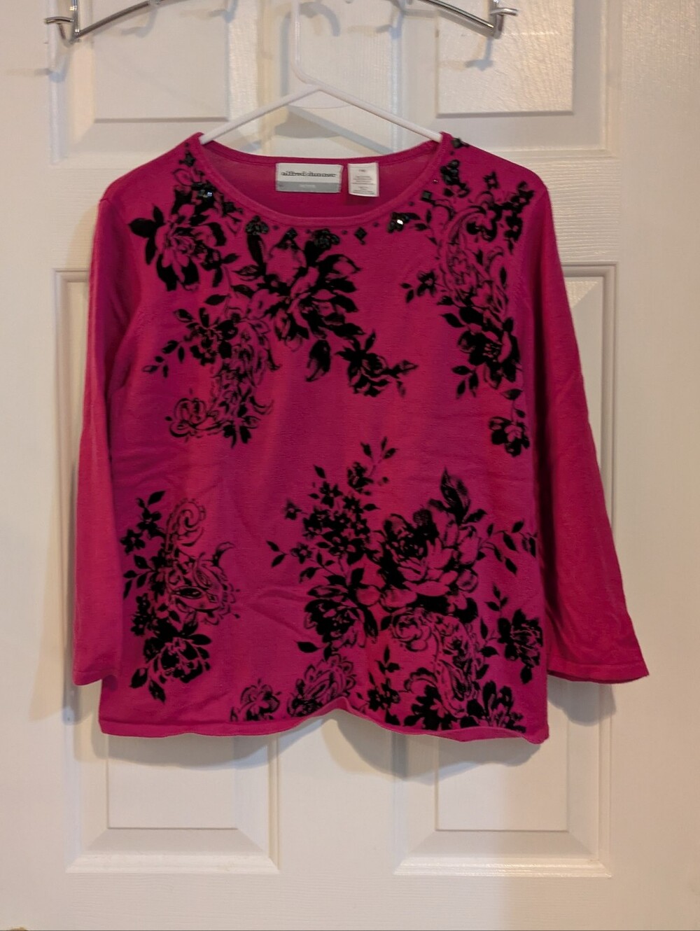 Pink Floral Velvet-Print Top by Alfred Dunner